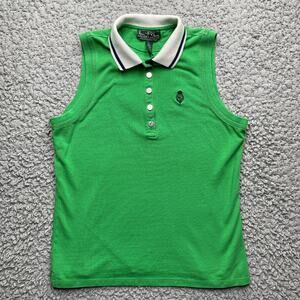 Lauren Ralph Lauren Active Polo Shirt Womens S Green Sleeveless Club 1967 Patch